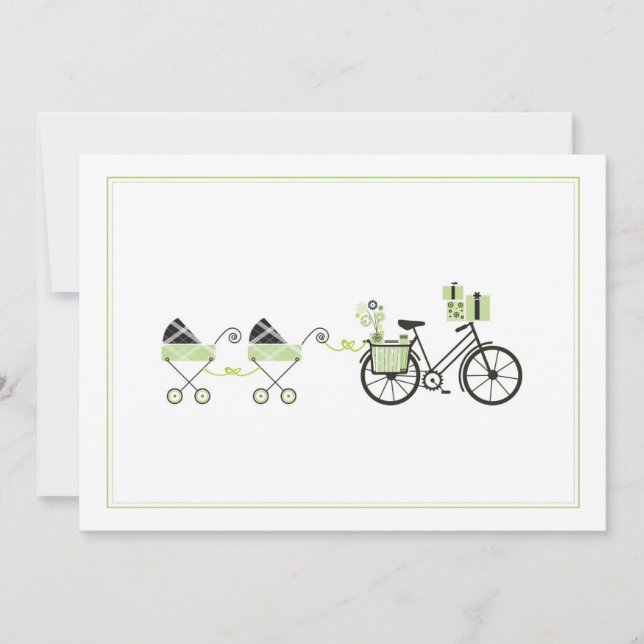 Babyparty-Einladung - Fahrrad u. Kinderwagen Einladung (Vorderseite)