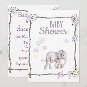 Babyparty-Einladung mit Baby-Elefanten Einladung