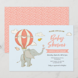 Babyparty-Einladungs-Elefant-Heißluft-Ballon Einladung