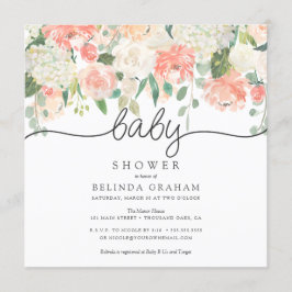 Babyparty-Einladungs-süßes Aquarell Blumen-QUADRAT Einladung