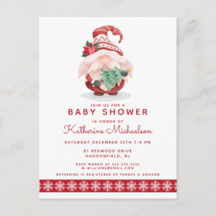 Babyparty   Frohe Weihnachten Kariert Gnome Postka Postkarte