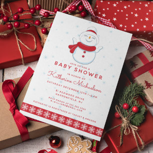 Babyparty Frohe Weihnachten Snowman Einladung Postkarte
