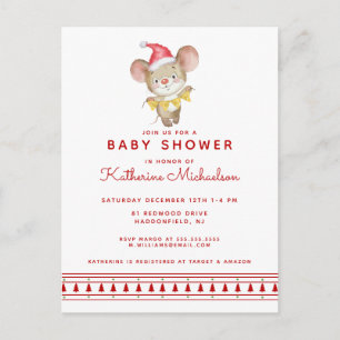 Babyparty Frohe Weihnachtsmaus Einladung Postkarte