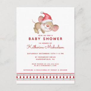 Babyparty   Frohe Weihnachtsmaus Einladung Postkarte