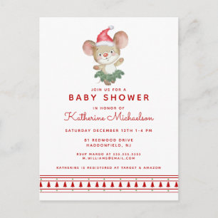Babyparty   Frohe Weihnachtsmaus Einladung Postkarte