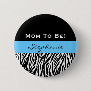 Babyparty für Jungemodernen Zebra-Druck Button