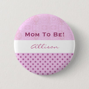 Babyparty für Mädchen-Rosa-Tupfen Button