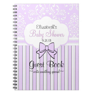 Babyparty-Gast-Buch im Lavendel-Damast Notizblock