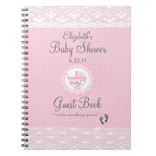 Babyparty-Gast-Buch mit rosa Schweizer Punkten Notizblock