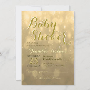Babyparty   Golden Bokeh Lights Einladung