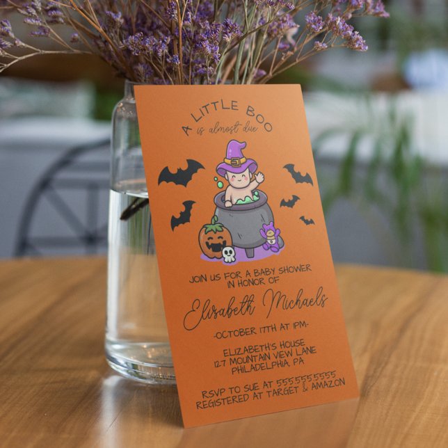 Babyparty | Halloween Lil' Boo Hexs Braubaby Mitteilungskarte (Von Creator hochgeladen)
