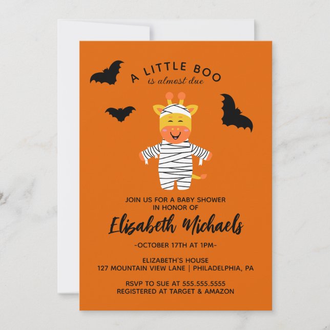 Babyparty | Halloween Niedliche Mummy Giraffe Mitteilungskarte (Vorderseite)