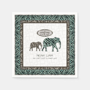 Babyparty-kleiner Mann-Baby-Safari-ElefantenZebra Serviette