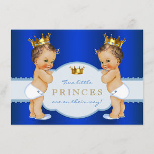 Babyparty Königsblau-Prinz-Twin Boy Einladung