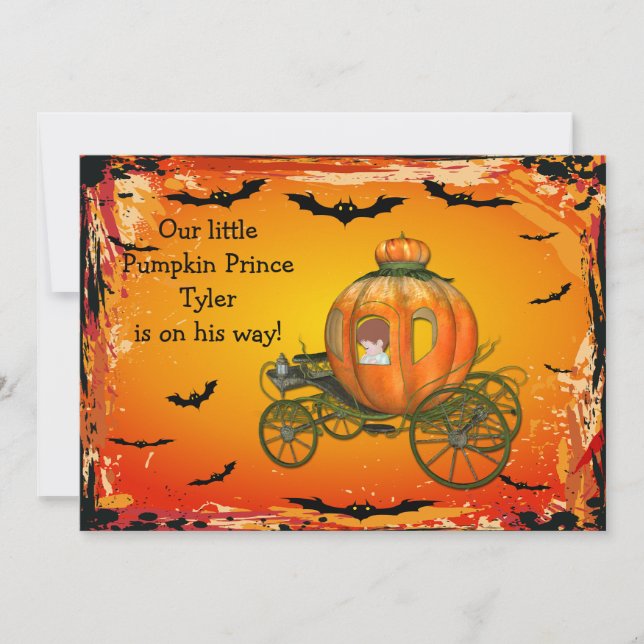 Babyparty Kürbis-Prinz-Halloween Boy Einladung (Vorderseite)