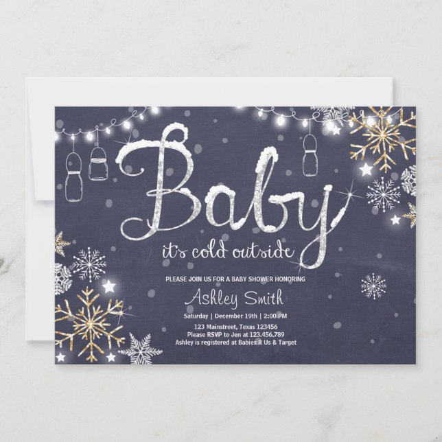 Babyparty laden Baby ein, das es kaltes äußeres Einladung (Vorderseite)