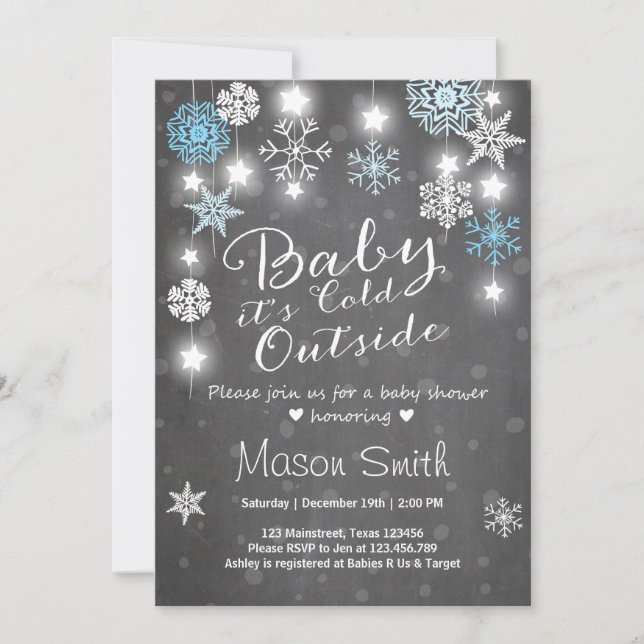Babyparty laden Baby ein, das es kaltes äußeres Einladung (Vorderseite)