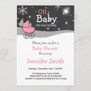 Babyparty laden Mädchen-Winter-kaltes äußeres Rosa Einladung