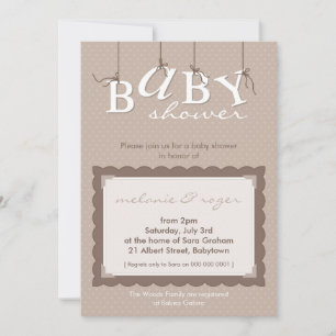 BABYPARTY LÄDT: EIN: Baby beschriftet 3P Einladung