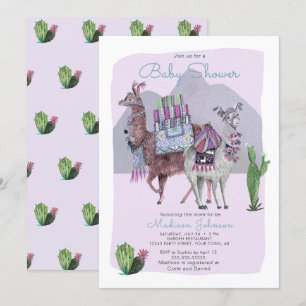 Babyparty   Llamas & Cactus   Einladungen von Lila