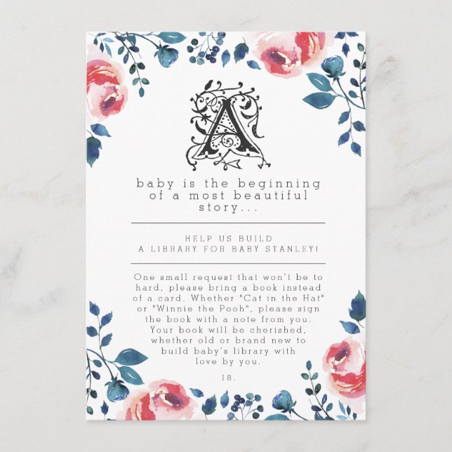 Babyparty | Modern Floral Storybook Begleitkarte (Vorderseite)