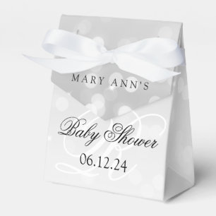 Babyparty-Monogramm-Silber Bokeh Schein-Lichter Geschenkschachtel