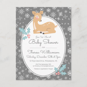 Babyparty   Mutter Hirsche & Schneeflocken Postkar Postkarte