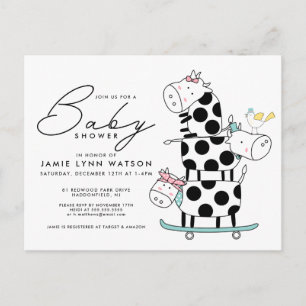 Babyparty   Niedliche Doodle Kühe Postkarte