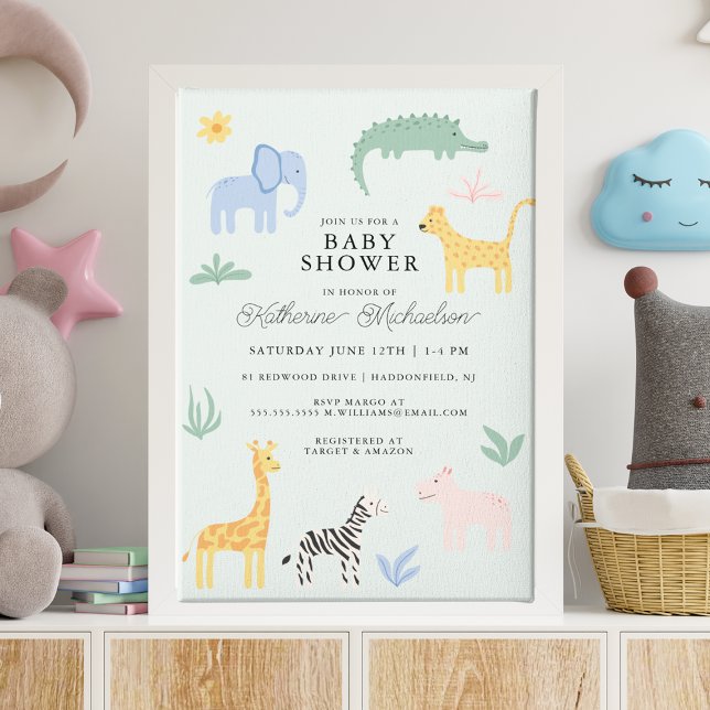 Babyparty | Niedliche Wildtiere Einladung (Von Creator hochgeladen)