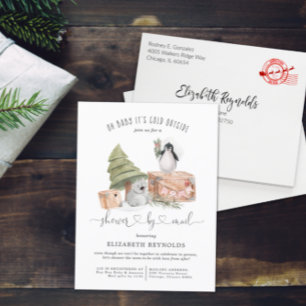 Babyparty per Post   Winter-Weihnachts-Babyparty Einladungspostkarte