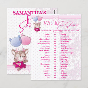 Babyparty. Pink Baby Dee Vorhersage und Ratschläge Postkarte