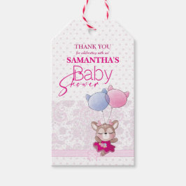 Babyparty. Pink Baby Deer Geschenkanhänger