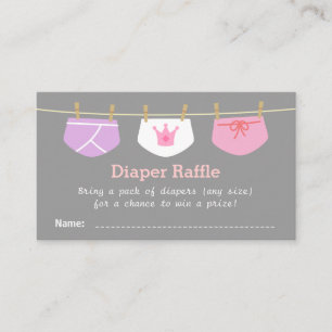 Babyparty Prinzessin-Girl, Windelraffle-Karten Begleitkarte