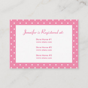 Babyparty-Register-Karte mit Datum - rosa Punkte Begleitkarte