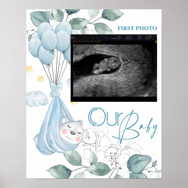 Babyparty. Schlafsäulenbär Poster (Vorne)