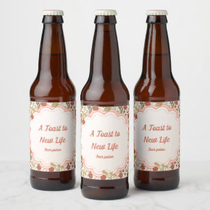 Babyparty   Schmetterlinge und Blüten Poesie Bierflaschenetikett