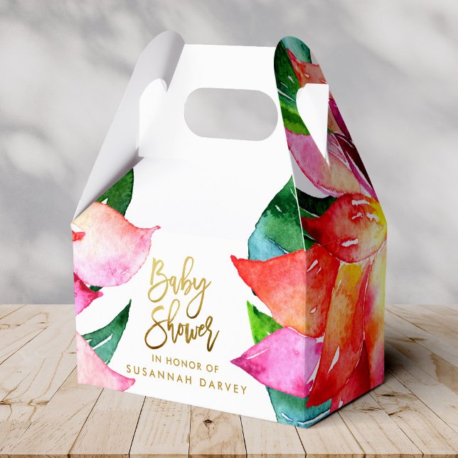 Babyparty | Tropical Watercolor Blume Vielen Dank Geschenkschachtel (Von Creator hochgeladen)