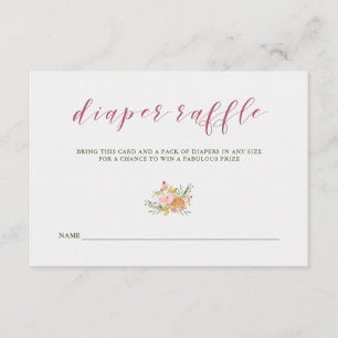 Babyparty-WindelRaffle des Aquarell-Blüten-Rosa-  Begleitkarte