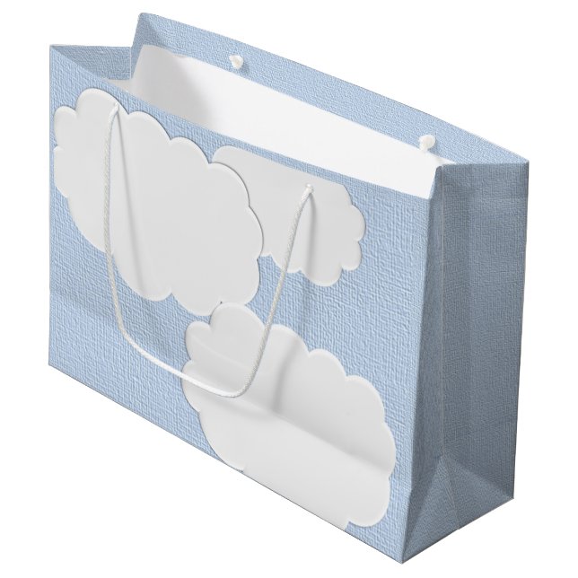 Babyparty-Wolken Große Geschenktüte (Vorderseite Schrägansicht)