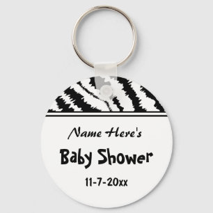 Babypartyschwarzweiss-Zebra-Muster. Gewohnheit Schlüsselanhänger