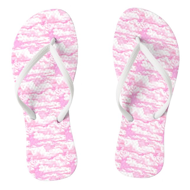 Babypink-Happy-Wolken-Hintergrund Flip Flops (Fußbett)
