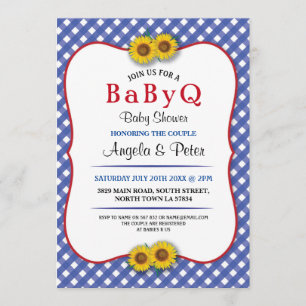 BABYQ Baby-Dusche GRILLEN Party-Sonnenblume-Blau Einladung