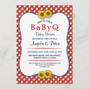 BABYQ Baby-Dusche GRILLEN Party verbindet Rot Einladung