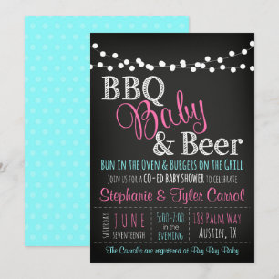 BabyQ Baby Shower GRILLEN Baby und Bier Einladung