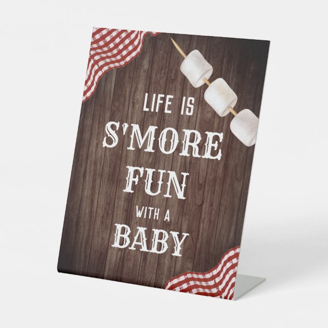 BabyQ Backyard GRILLEN Baby Shower S'more Fun Sign Sockelschild (Vorderseite)