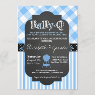 BabyQ BBBQ Couples Baby Boy Shoy Invitation