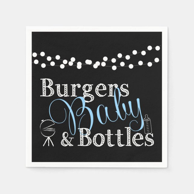 Babyq Burgers Baby Boy Dusche Blue Picnic Cookout Serviette (Vorderseite)
