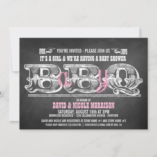 Babyq (fille) Baby shower Barbeque Invitations (Devant)