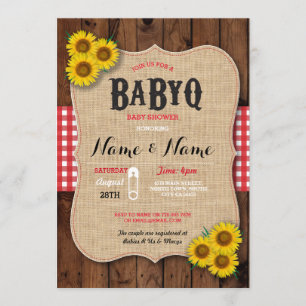 BaByQ GRILLEN Baby-Duschen-rote Sonnenblume laden Einladung