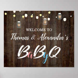 BabyQ GRILLEN Baby Shower Begrüßungsschild Poster